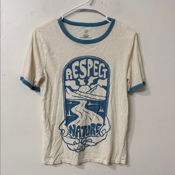 Treasure & Bond Other - Treasure & Bond Cream Graphic Tee with Blue Accents